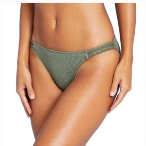 Pique Crochet Trim Cheeky Hipster Bikini Bottom Xhilaration green